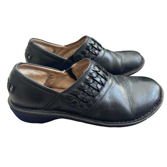 UGG Anila Black Leather Wool Lined Slip On Clog Size 9 - Picture 8 of 11